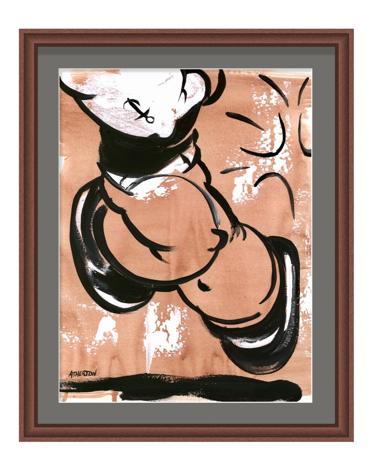 Atherton 9×12 Original Pop Art Character Acrylic Painting «Popeye 5» hand signed