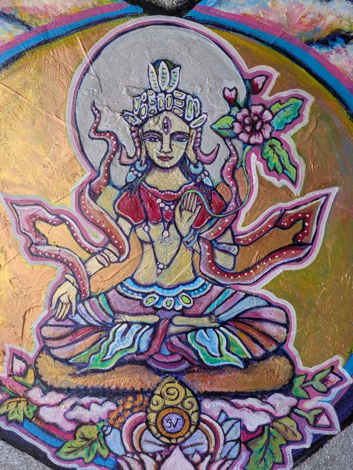 LONG LIFE, JOY, PROSPERITY – K. Bickman, White Tara 6′ x 11′ Exclusive Fine Art