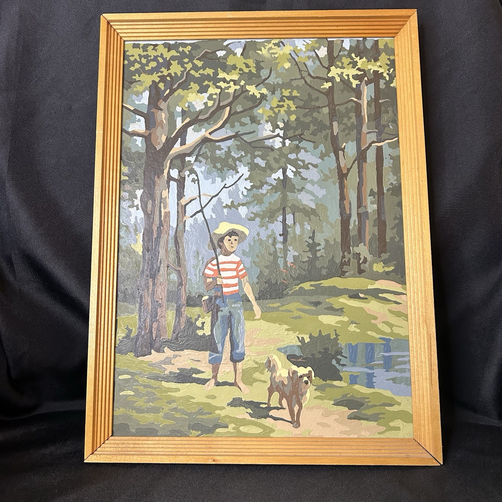 Vintage 1960’s Paint By Number, Boy And His Dog, Wood Frame, Beautiful