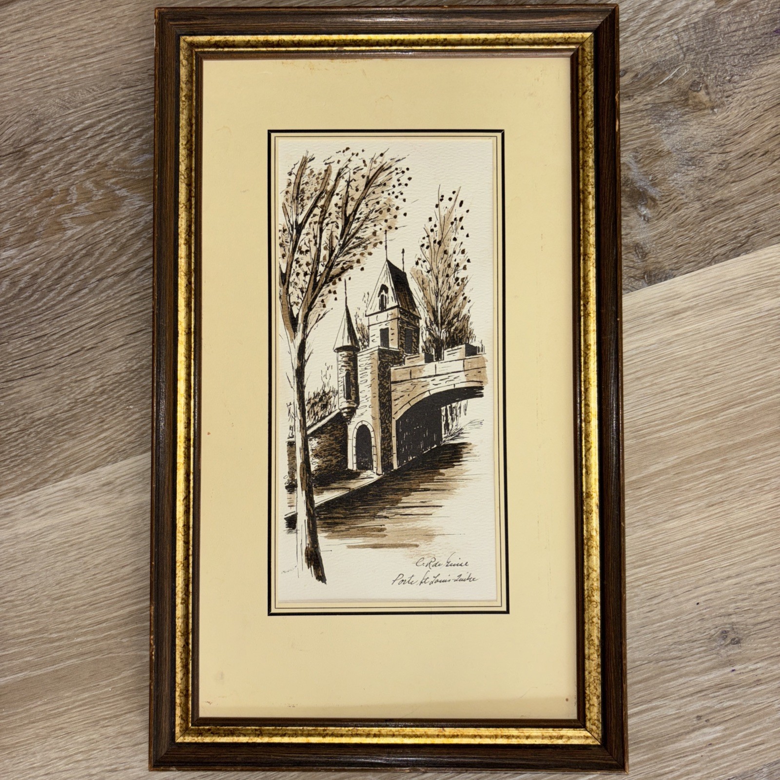 Vintage QUEBEC CANADA Original Watercolor/Ink Painting PORTE ST.LOUIS-LUIVRE