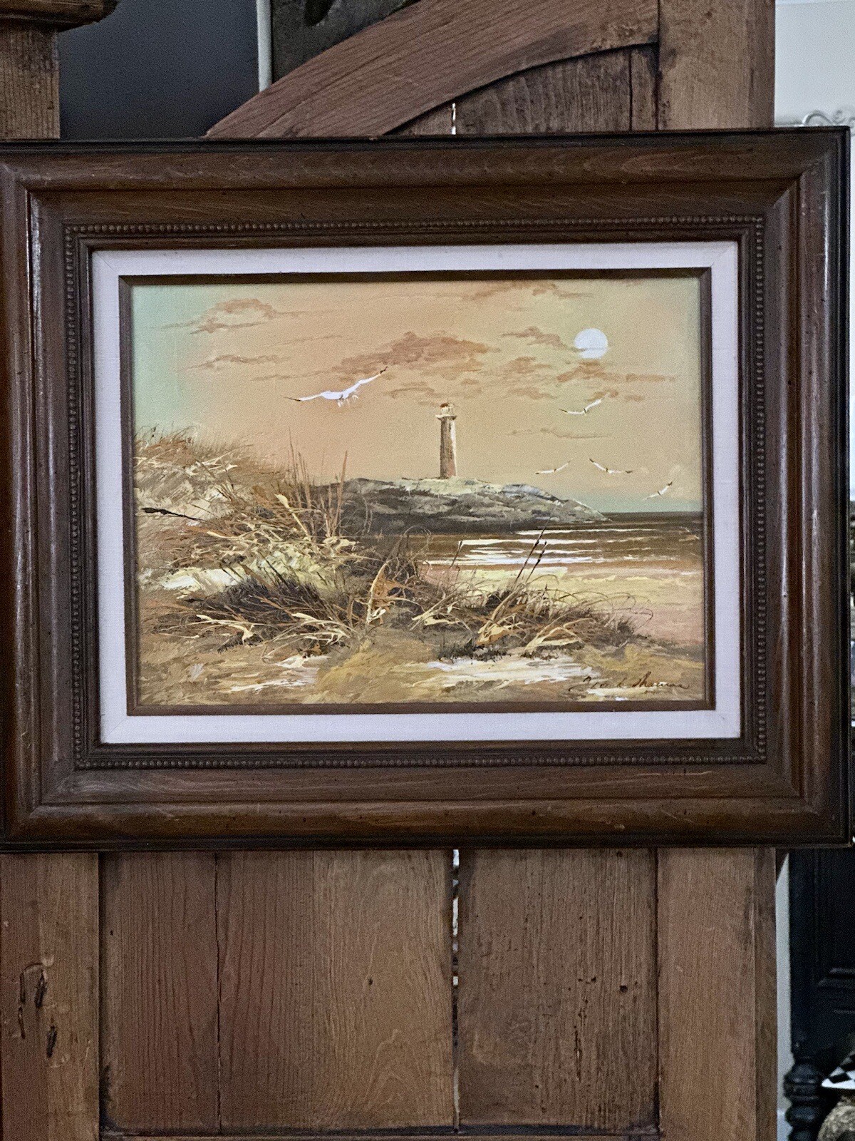 VTG Artist Signed Oil On Canvas Wood Framed Seascape/Coastal Oil Painting 23×19