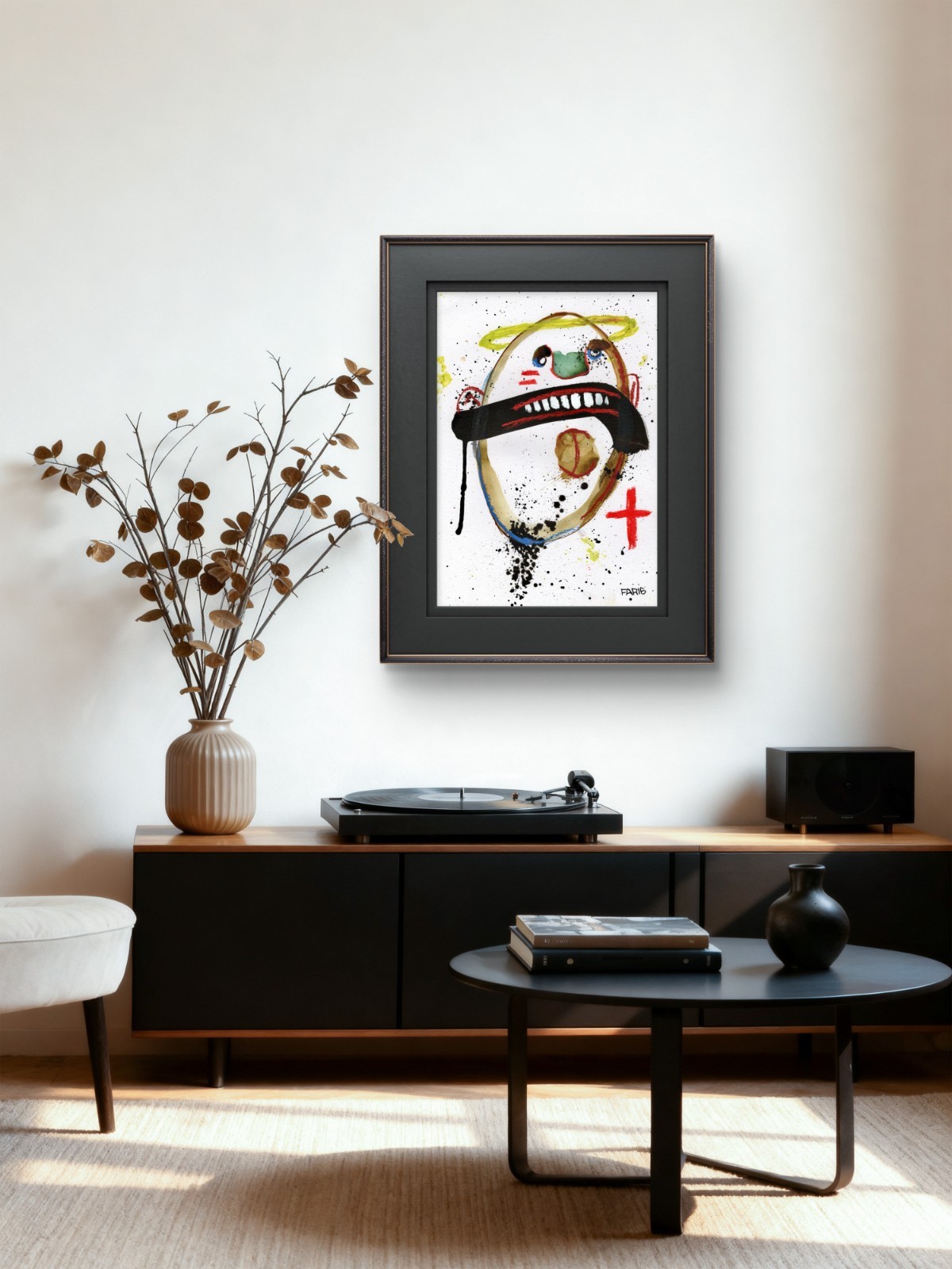 Original Ink Portrait Painting A4 Mixed Media Neo-Expressionism Signed COA #34