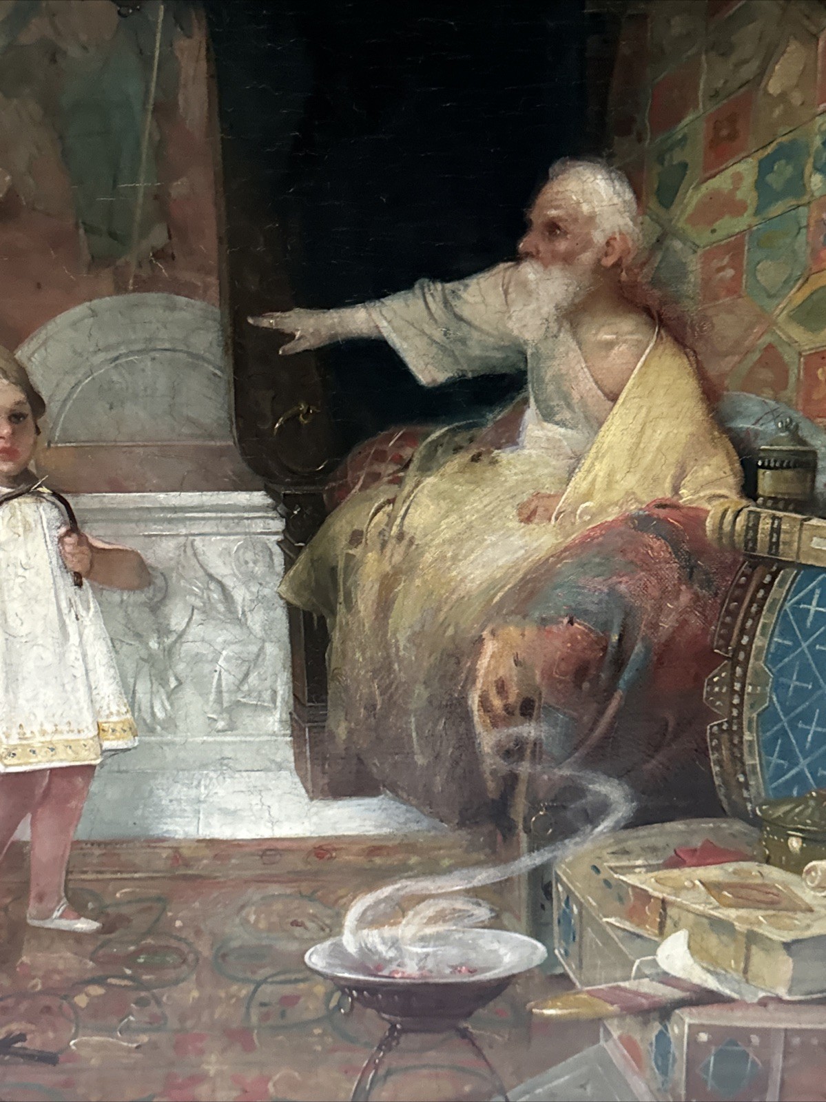 Antique Queen Painting Masterful 19th Century Iconic Interior Oil 1880 Portrait
