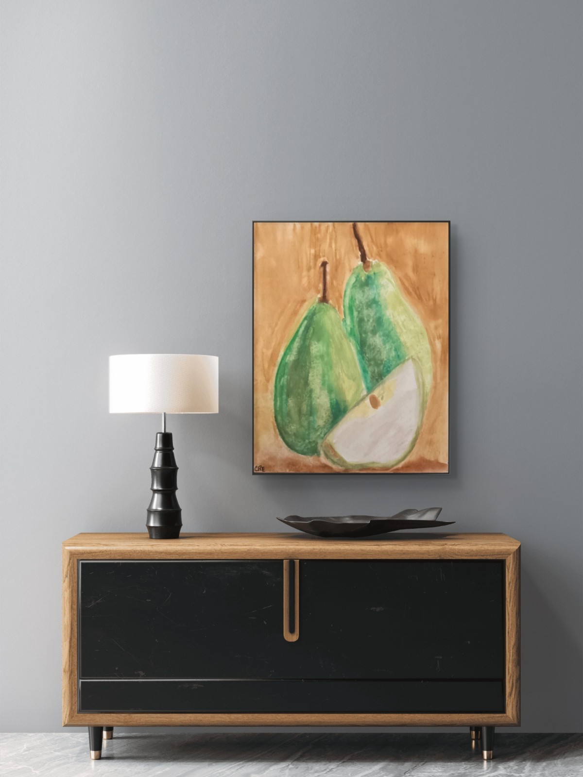 3 Pears Rustic Summer Fruit Kitchen Original Wall Art 16 by 20 Canvas Panel
