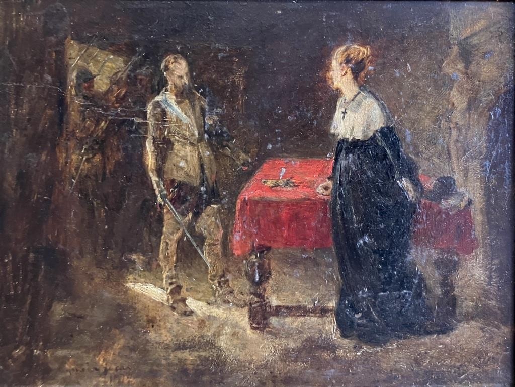 ANTIQUE OIL PAINTING John Seymour LUCAS (1849-1923) The Confrontation To $36,500