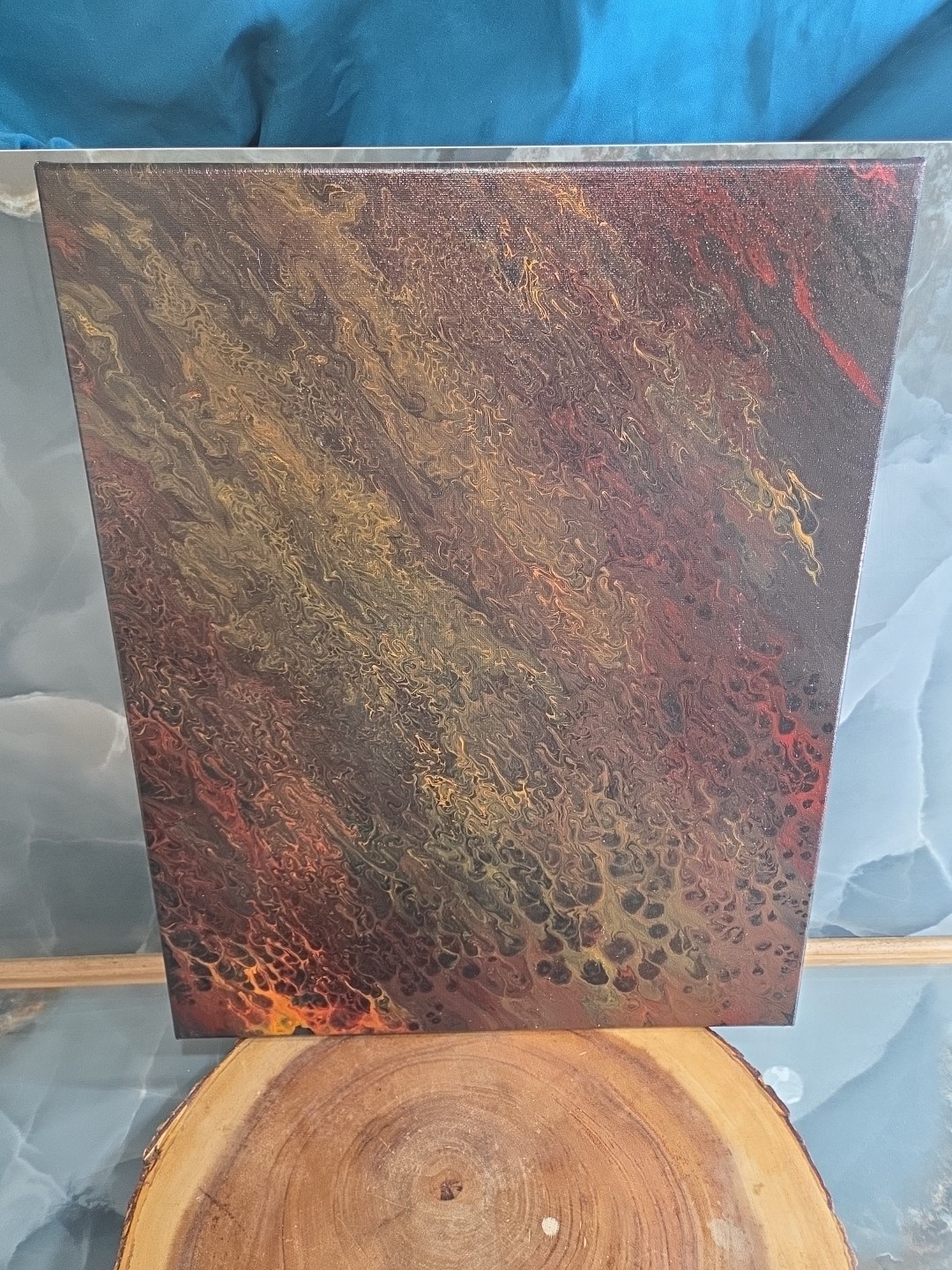 Original Abstract Art(16″ X 20″)Hand Painted Acrylic Canvas Art[Faded Flames]
