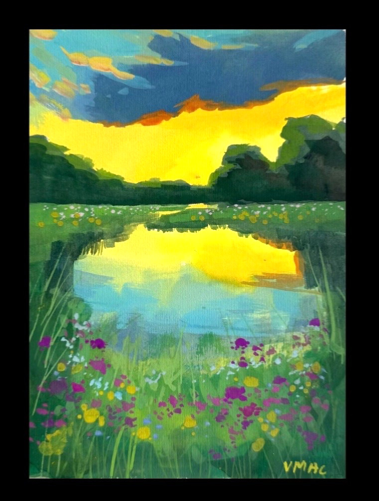 Sunrise Painting Original Summer Landscape Modern Wall Art Impressionist Decor