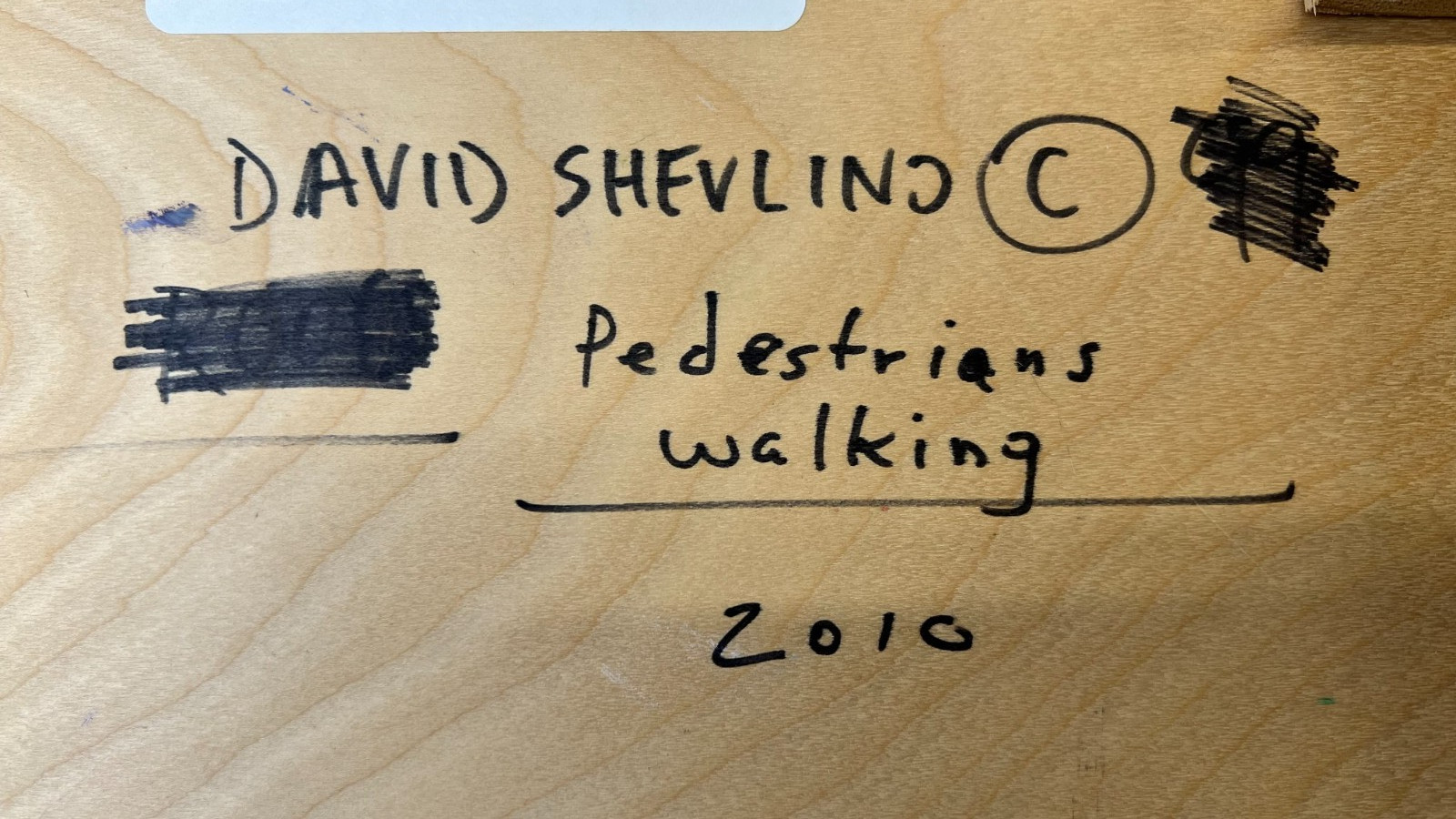 David Shevlino «Pedestrians Walking» 2010 Original Oil Panel Cityscape Signed