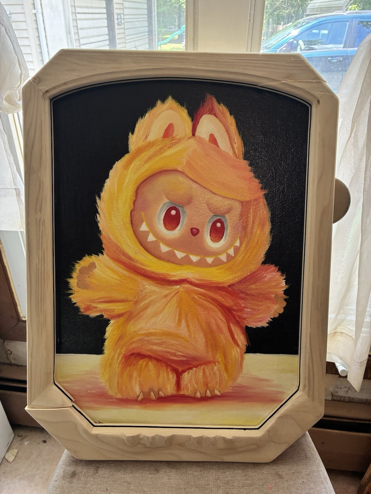 Framed Cartoon Pop Art Painting Labubu Character Animation Fantasy
