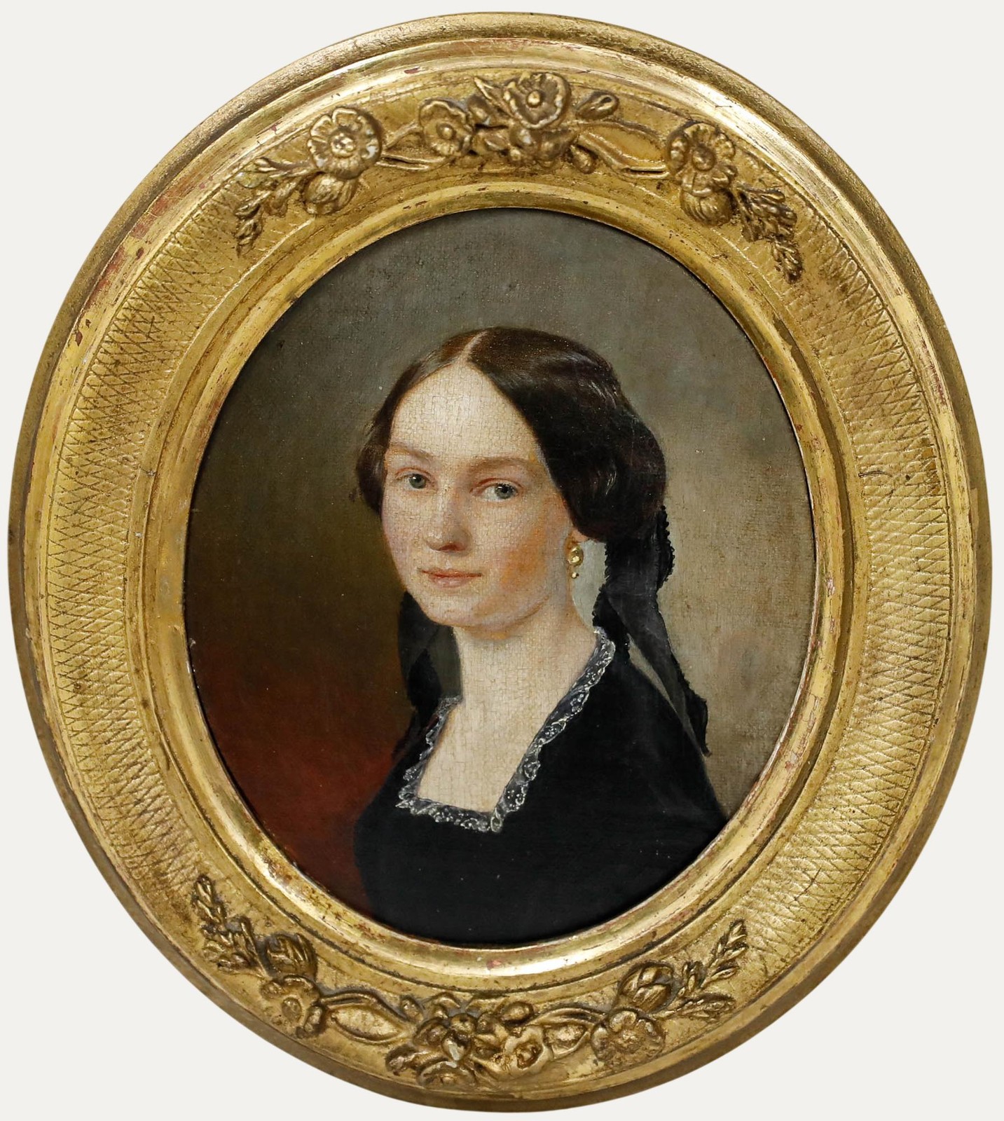 Biedermeier Period Mid 19th Century Oil – Lady in Black