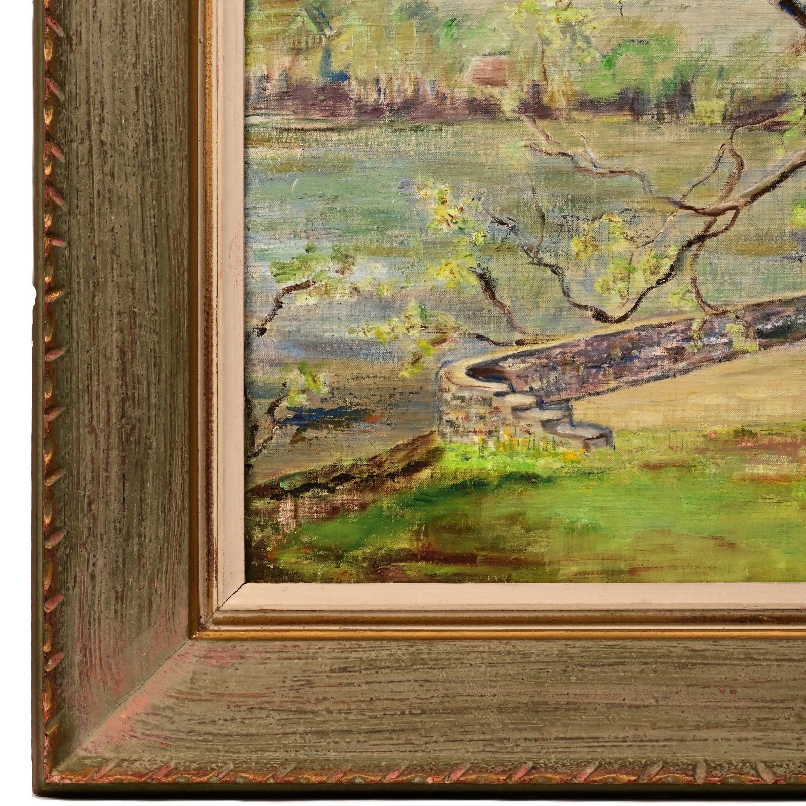 MARGERY DELATOUR Original Vintage Signed WPA Hudson River Landscape Oil Painting