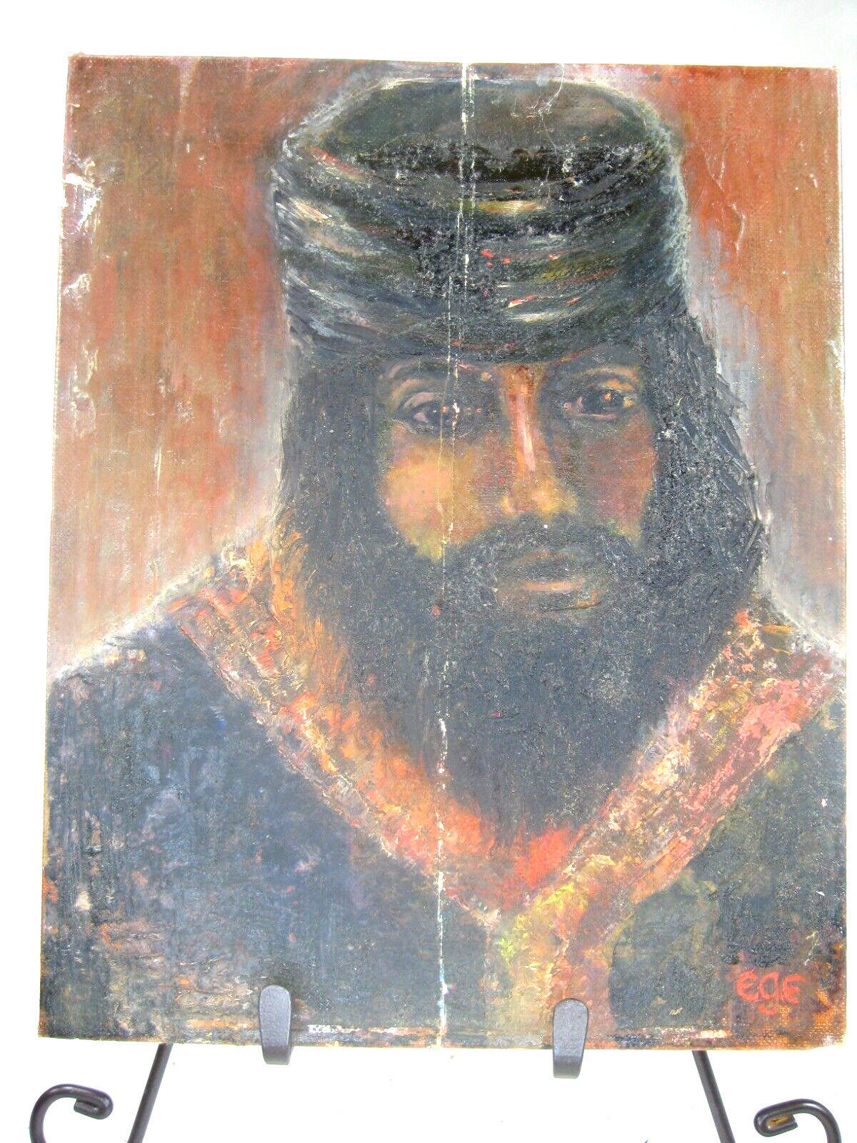 1968 Esther Freedman Oil Painting Elder Middle Eastern Man Impressionist 10″ x 8