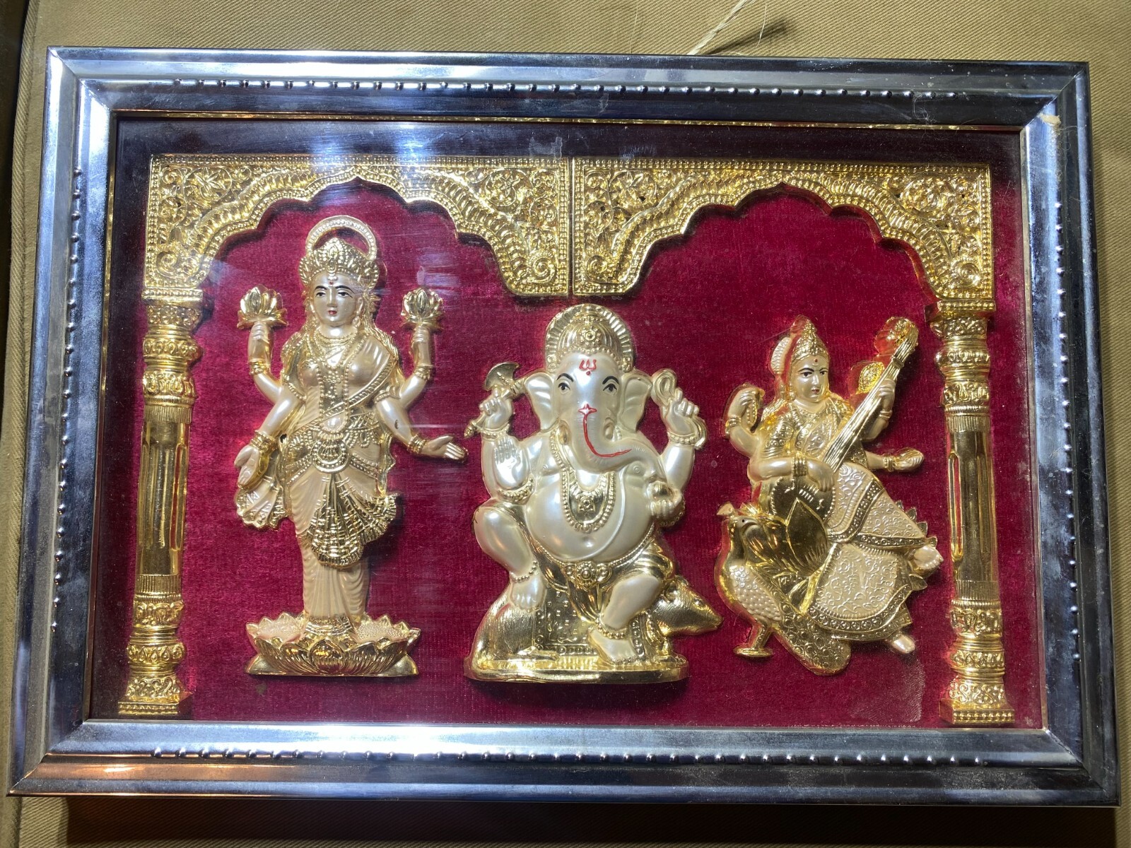 Vintage Lord Ganesha And Gods 3-D Wall Art – Framed