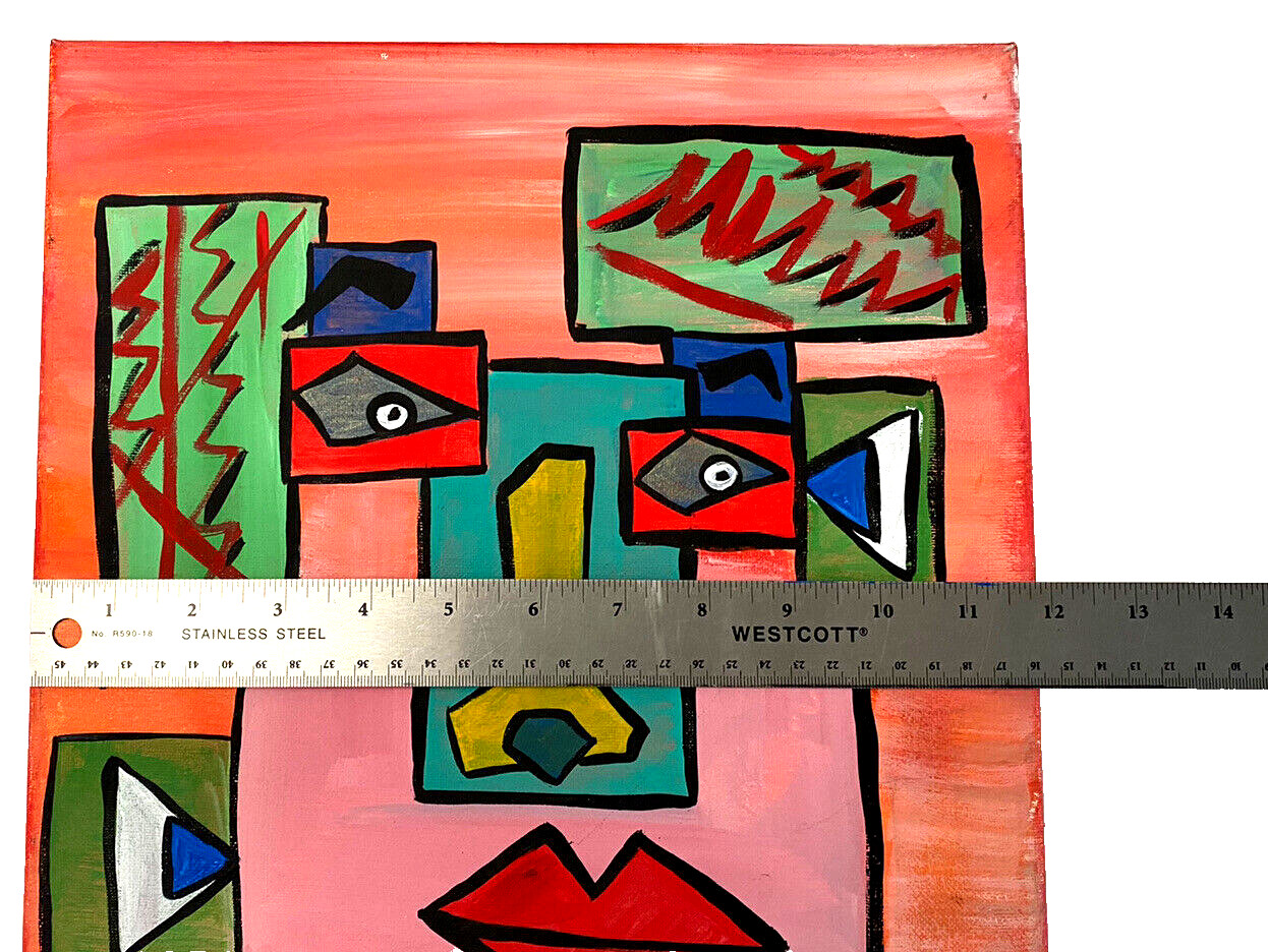 Cardboard Cubism Face Colorful Painting Canvas Expressionism