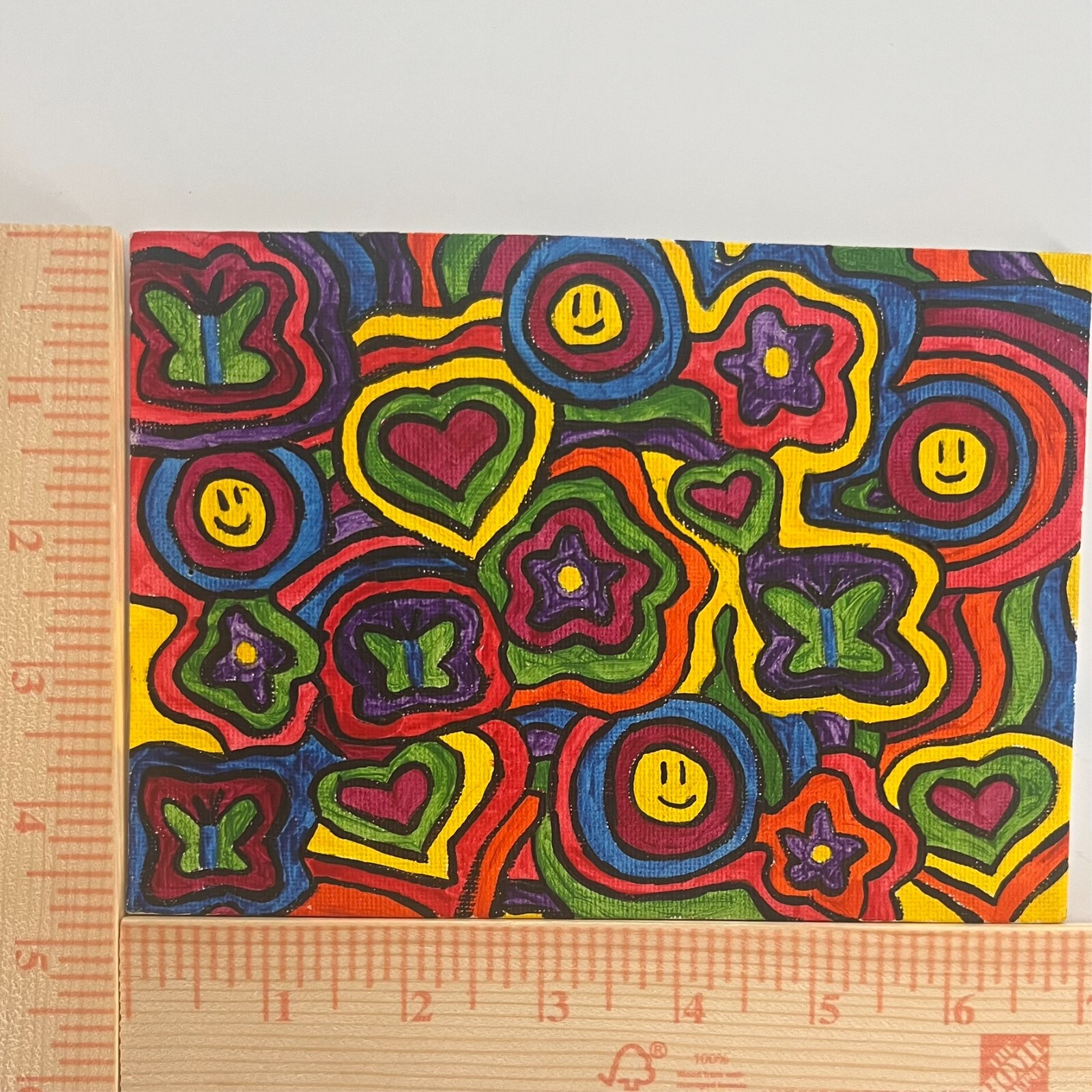 Painting Acrylic Canvas Spring Primary Colors 7X4X3.4