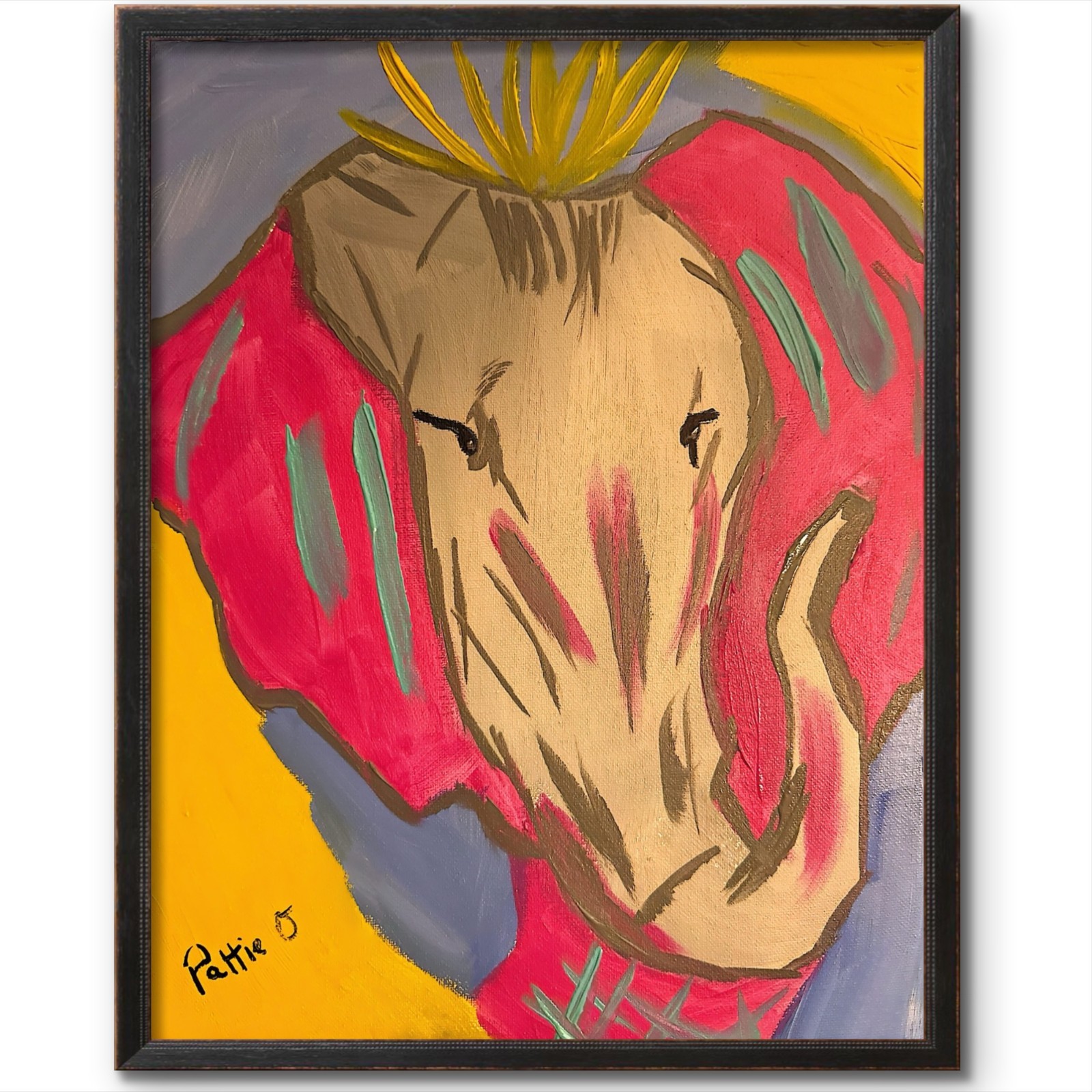 Elephant Dreams Painting 14×11 Contemporary Expressive Animal Art Signed