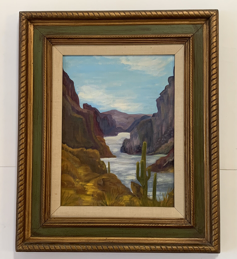 Painting Apache Lake Desert Landscape Arizona Phoenix Apache Junction Saguaro