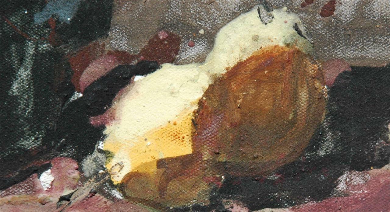 Illegibly Signed Impressionistic Oil on Canvas Yellow & White Flowers Still Life