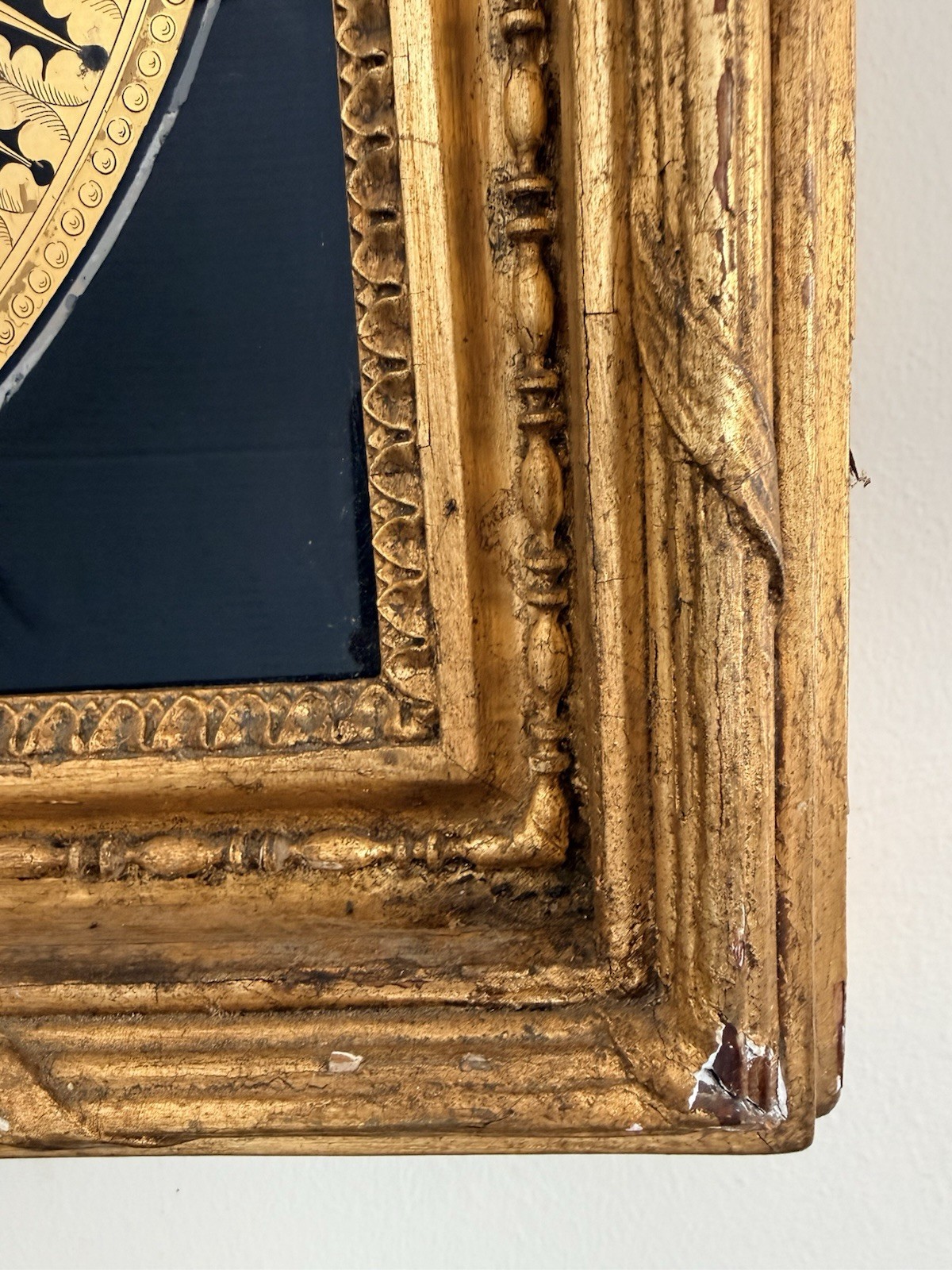 Rare 19th Century Reverse Painted Glass Pastoral Landscape in Giltwood Frame