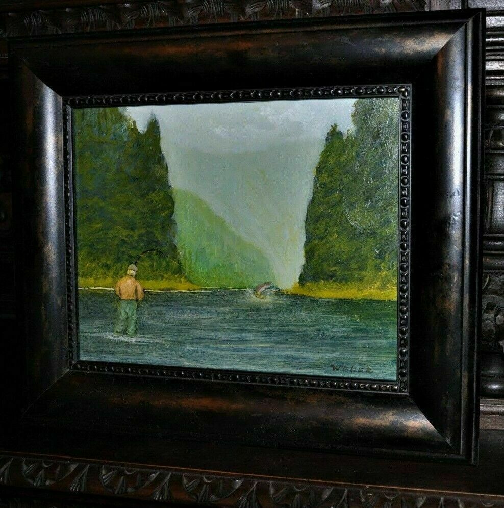 Vintage fisherman painting