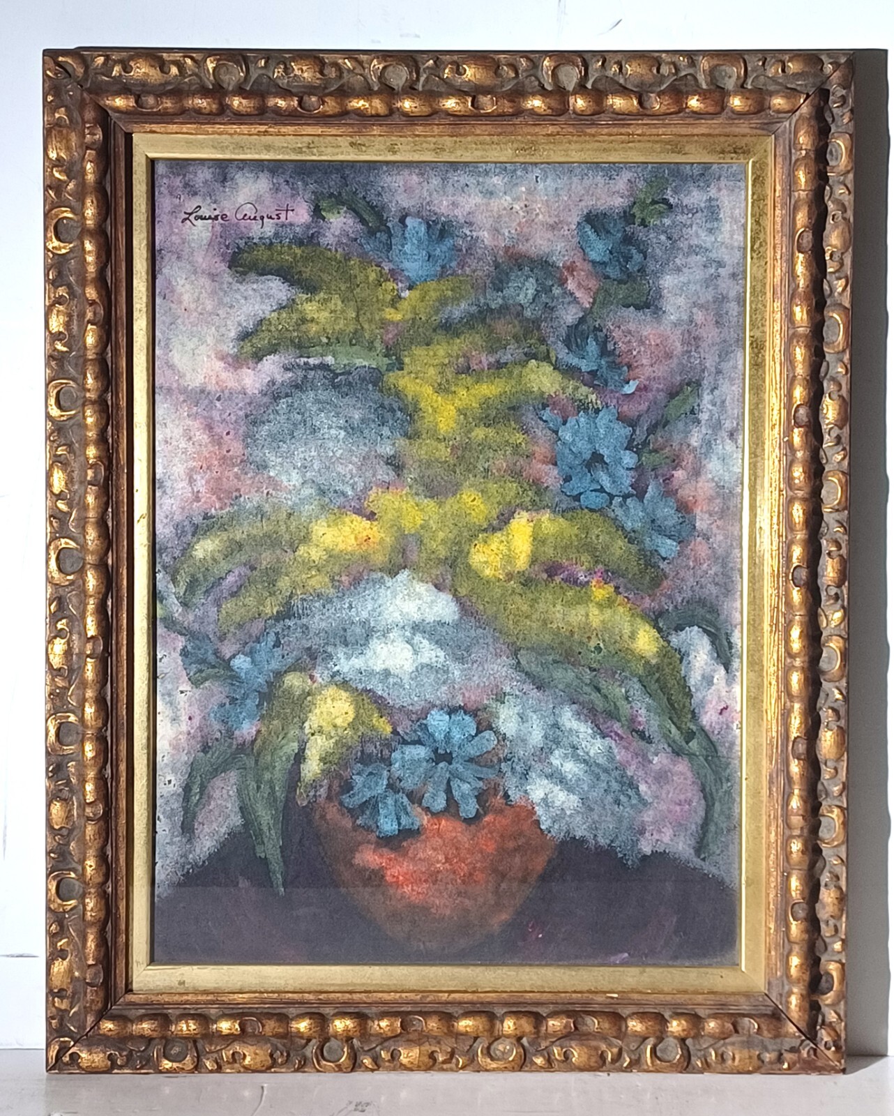 LISTED AMERICAN LOUISE AUGUST GORGEOUS SIGNED ORIGINAL W/C STILL LIFE FRAMED