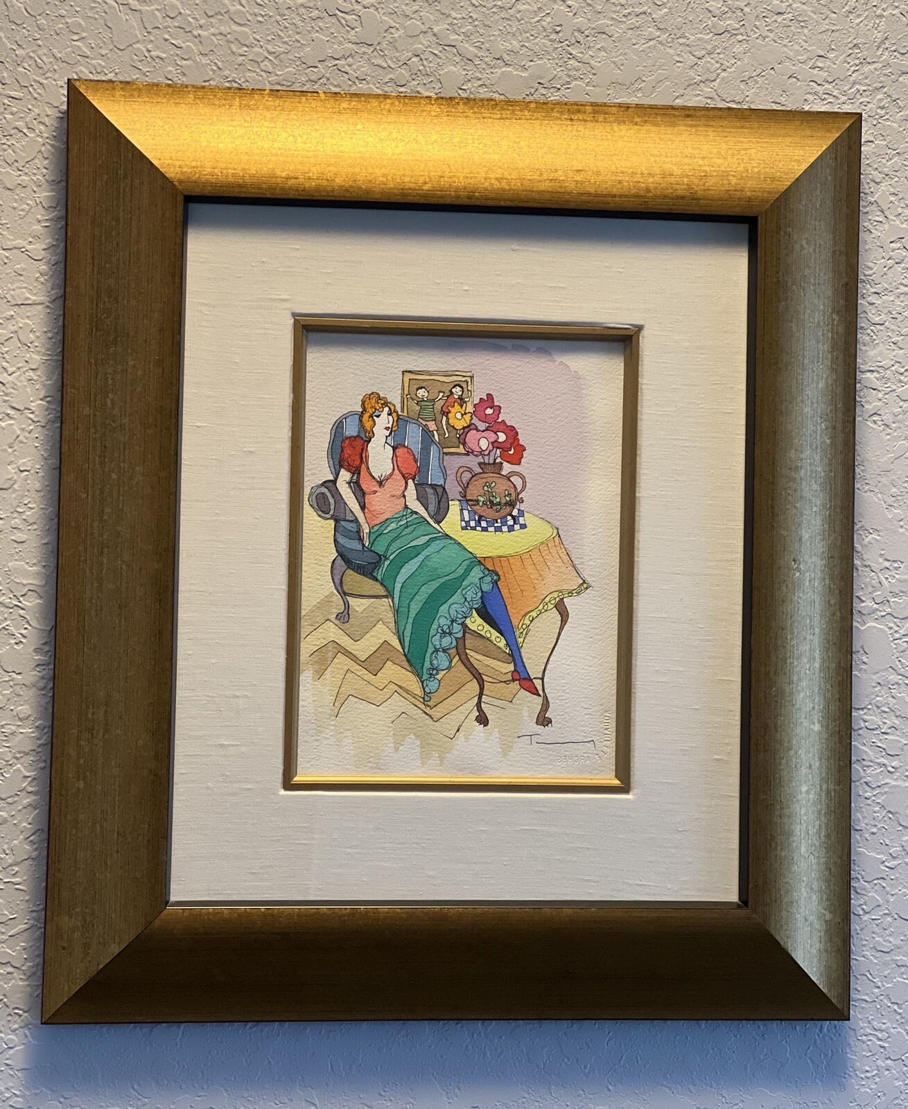 Itzchak Tarkay Original Painting, Hand Signed «Morning Break»