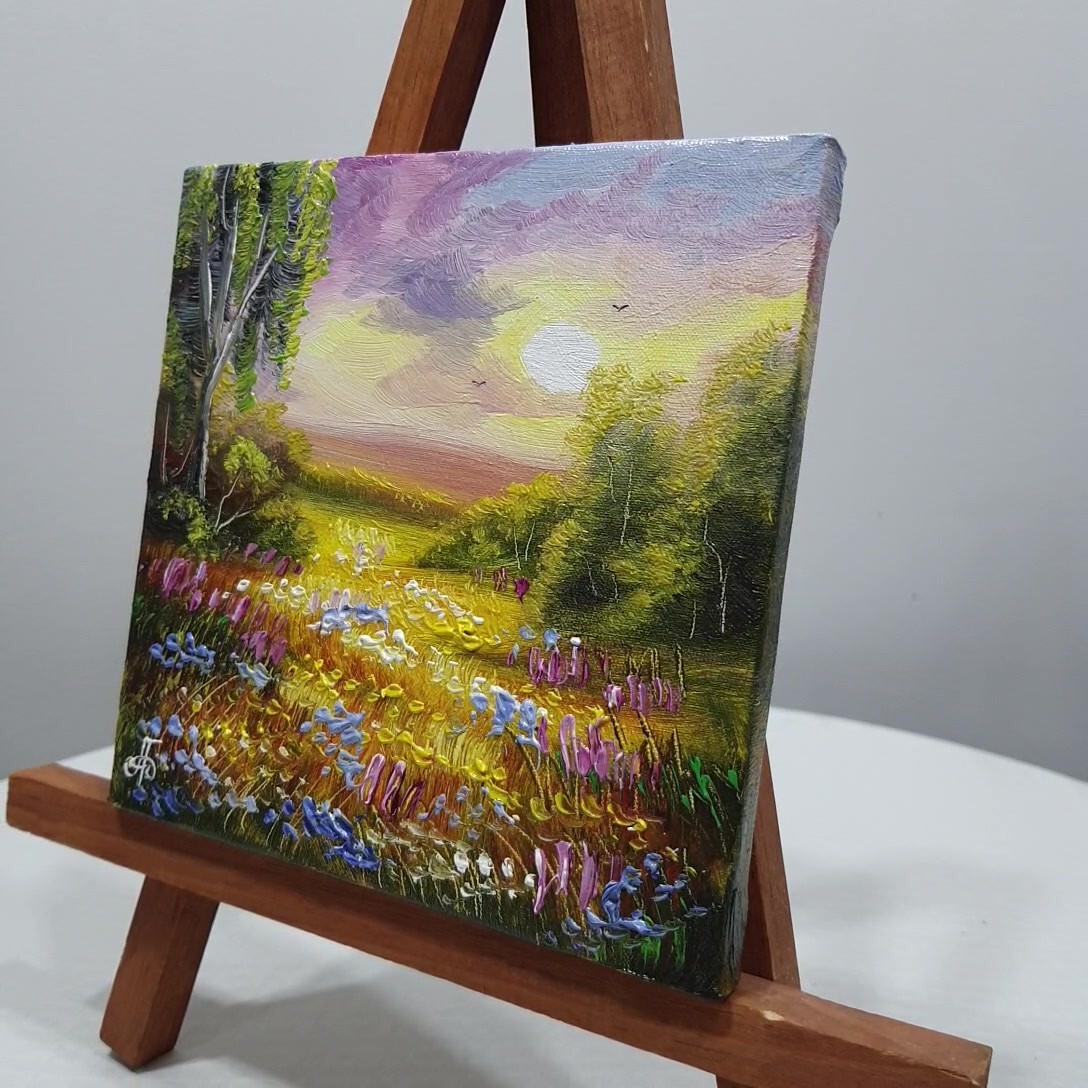 Landscape Original Hand Painted Home Decor Wall Art Gift Summer Ukrainian Artist