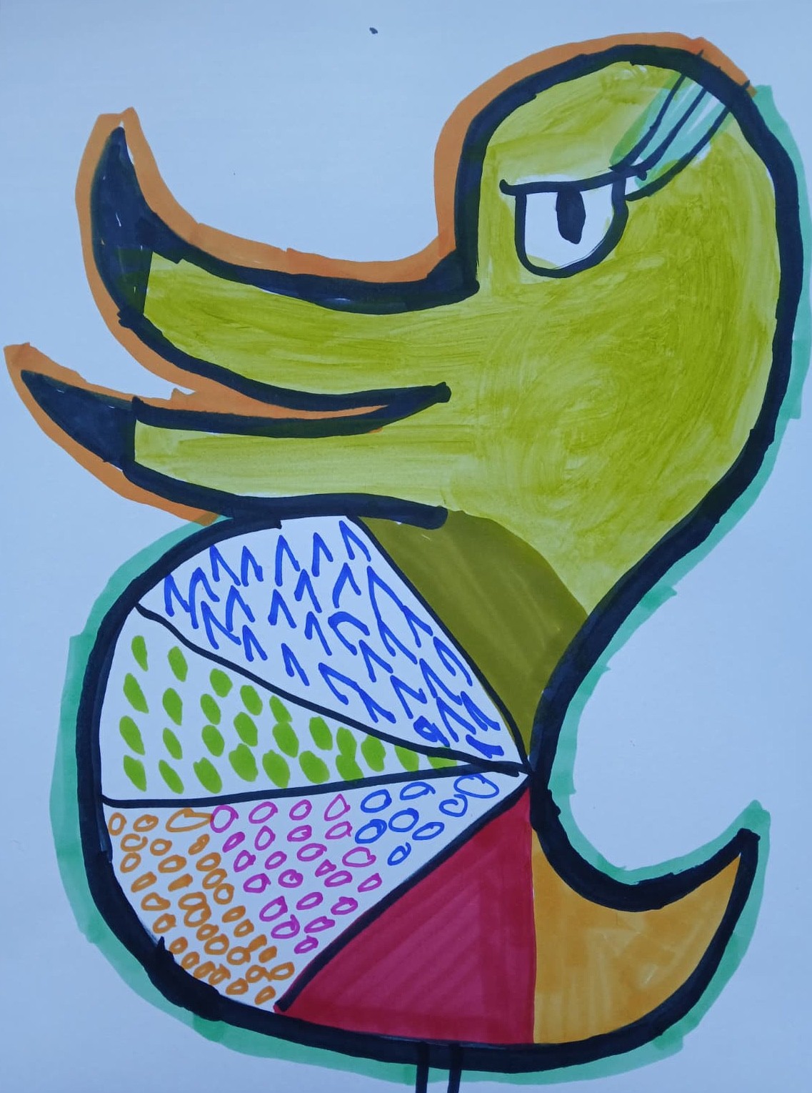 Abstract Expressionism 9 x 12 » Dapper Duck Colorful Painting Modern Street Art