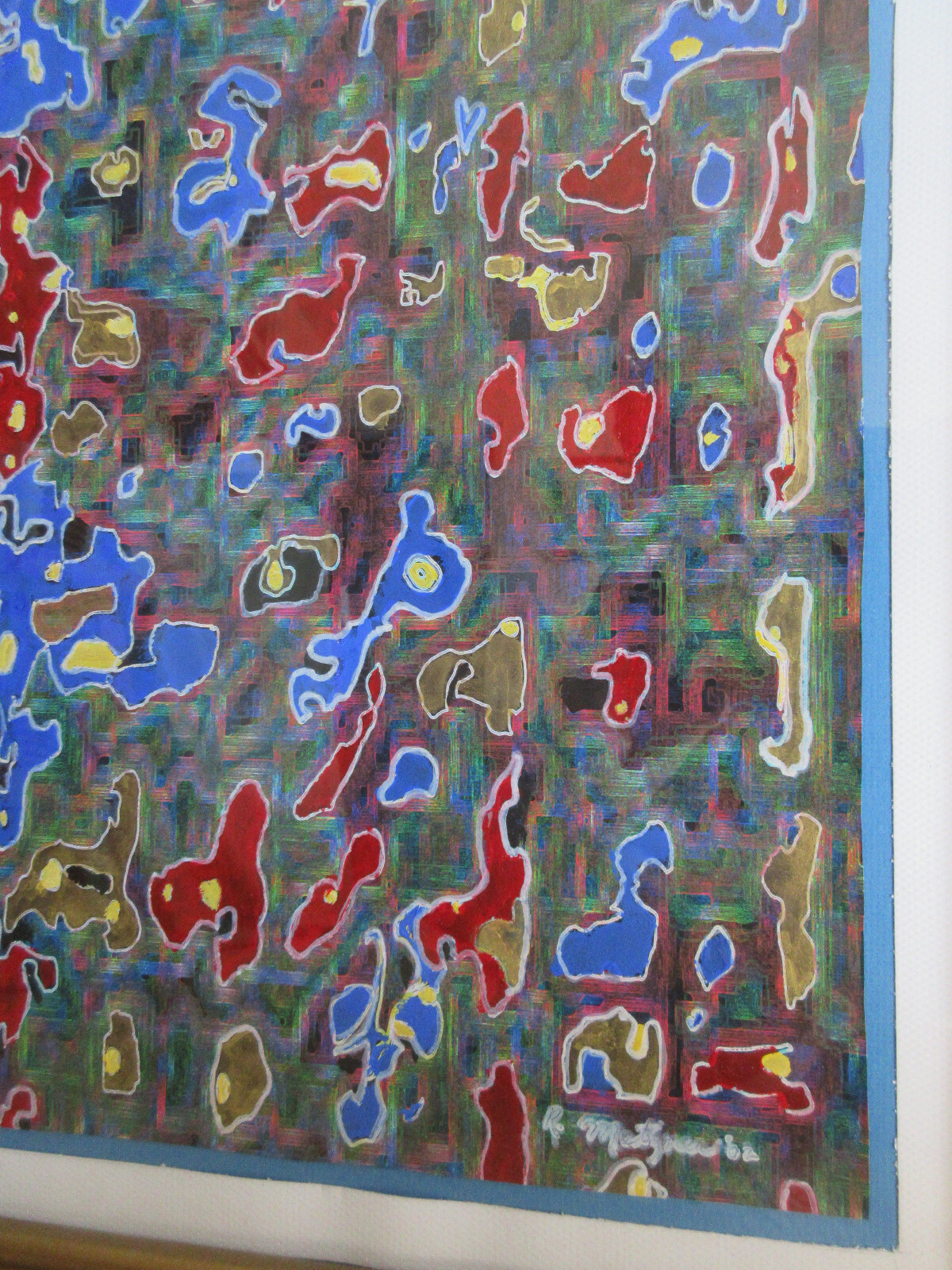 ROBERT G METZNER SCULPTOR ARTIST SIGNED 02 ABSTRACT MODERN ART OIL COLOR PENCIL