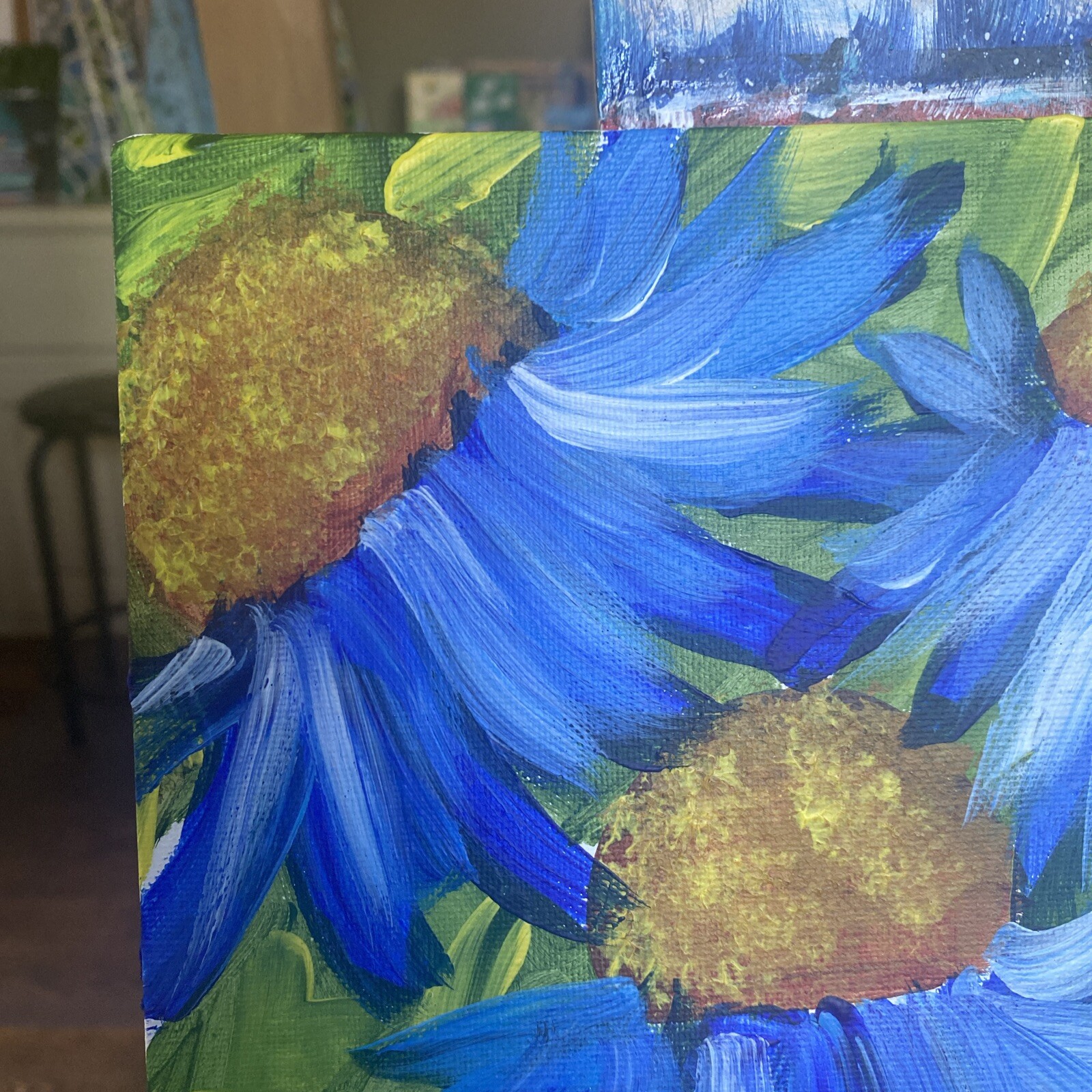 paintings on canvas Panel original 8/10, gift, Abstract Flowers,coneflower