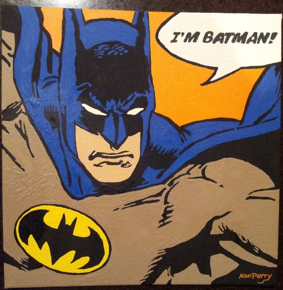 I’m Batman, Original 12″ x 12″ Acrylic Painting