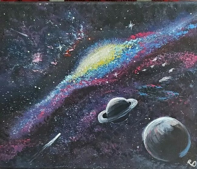OUTER SPACE original acrylic painting on canvas