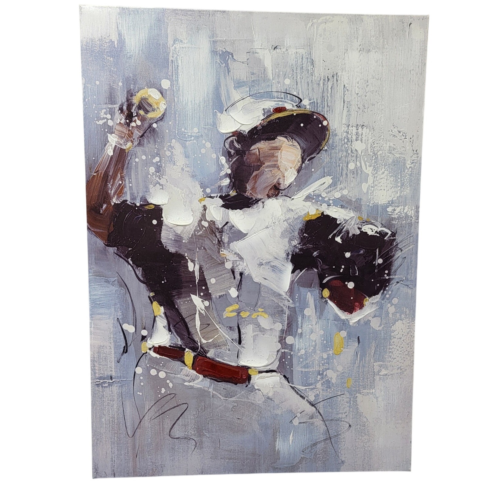 Abstract Baseball Pitcher Canvas Wall Art Textured Sports Gallery Wrap 20×28