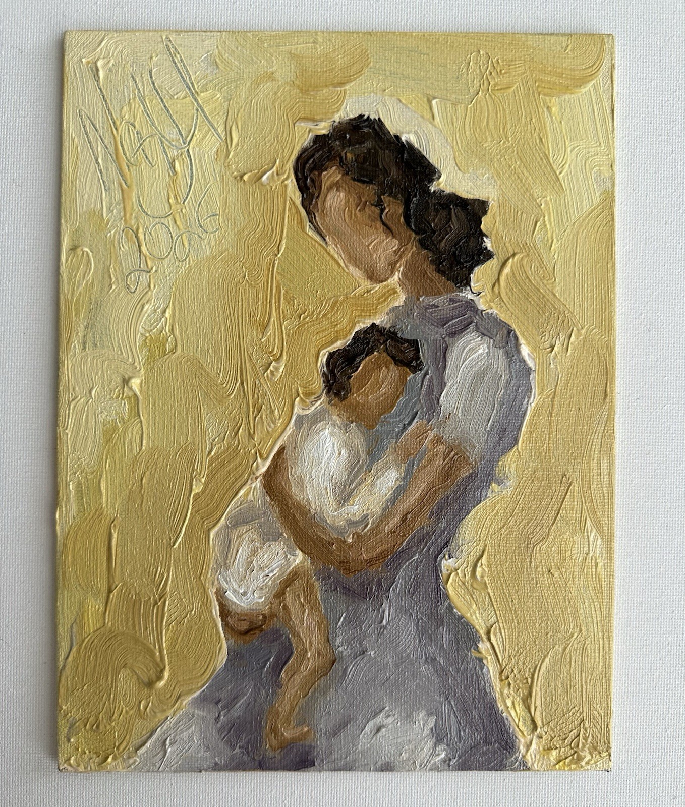 Mother and Baby Oil Painting Original Impressionist Motherhood Art Unframed