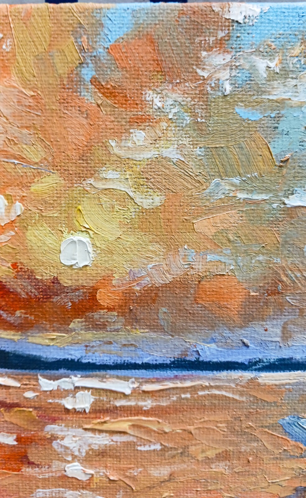 ORIGINAL Oil Painting IMPRESSIONISM Sunset Boat Lake Marine Life Fine Art 8×10