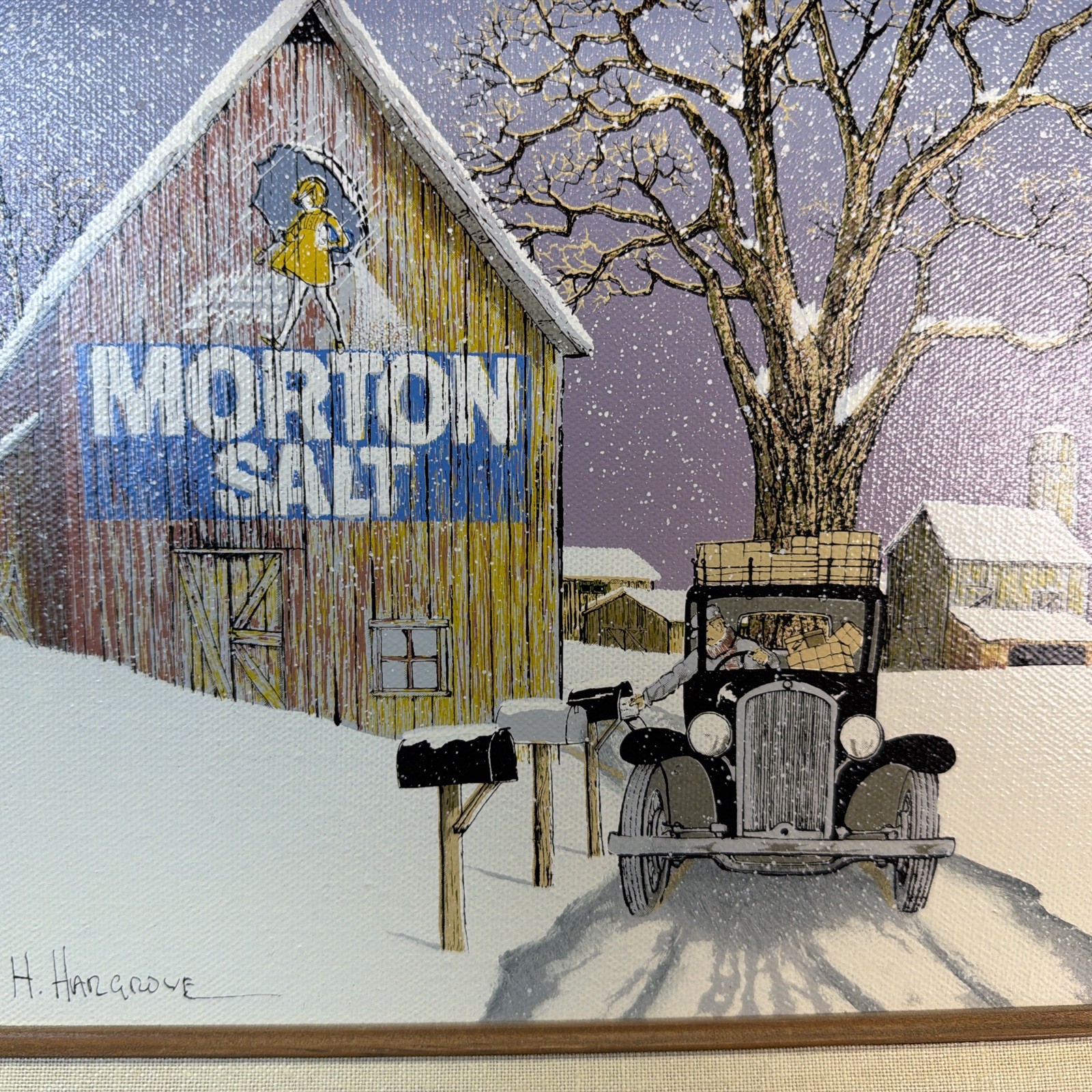 H. Hargrove Original Oil Serigraph Painting 12”x 14”Morton Salt Certifiedp