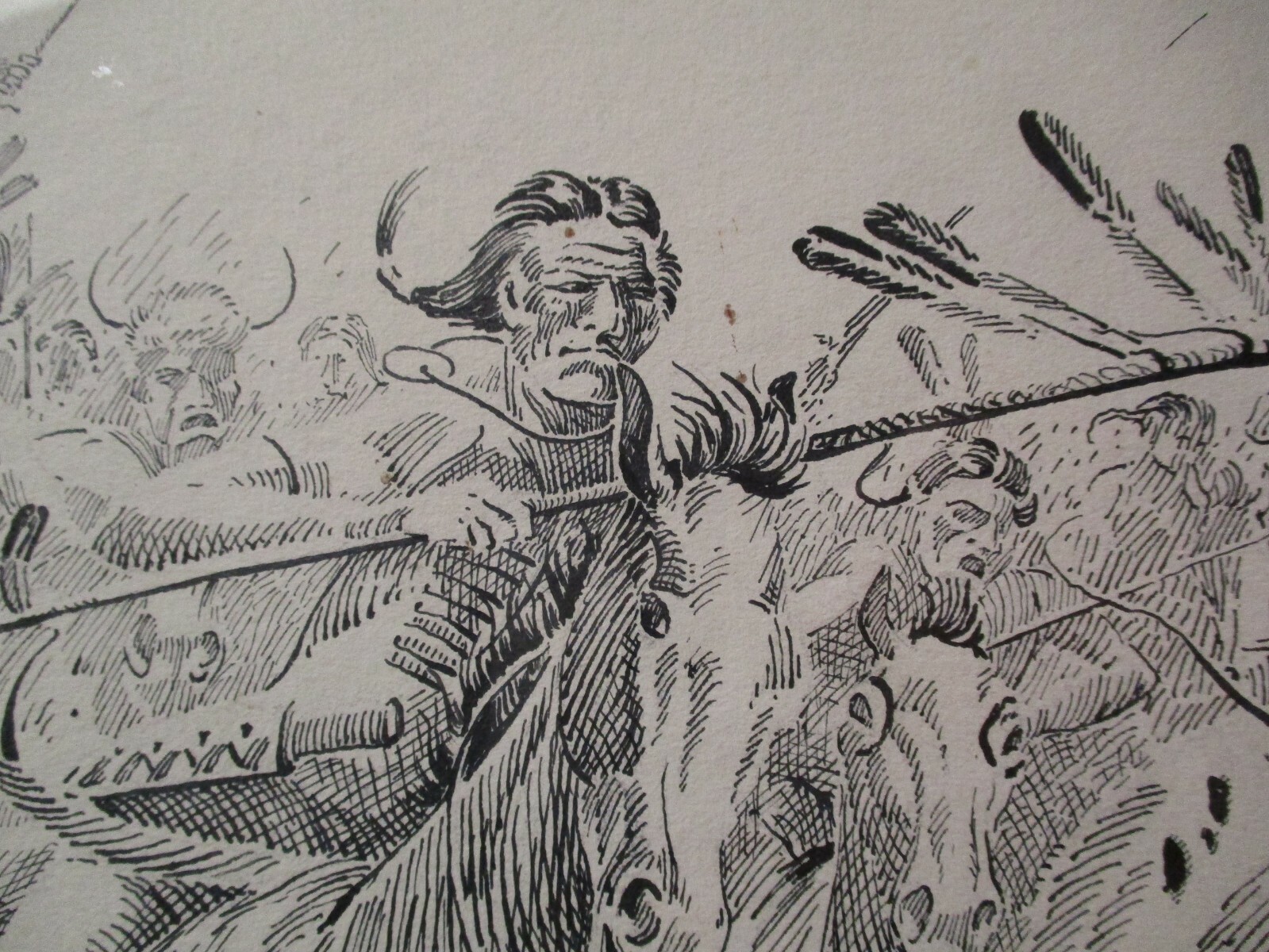 LARGE PUBLISHED NATIVE AMERICAN INDIAN COWBOY CRAZY HORSE DRAWING NAPOLETANO