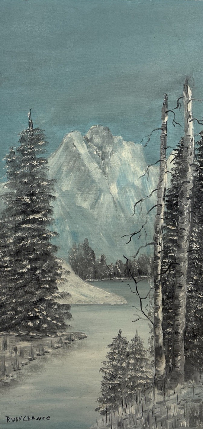 Vintage Original Impressionist Winterscape Oil Painting Signed Ruby Chance