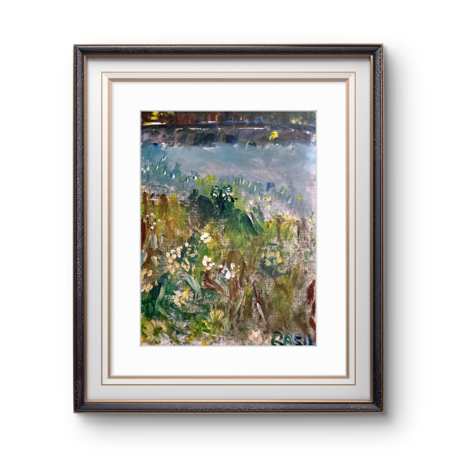 Abstract Expressionist Original Painting Canvas Panel Wildflowers Landscape