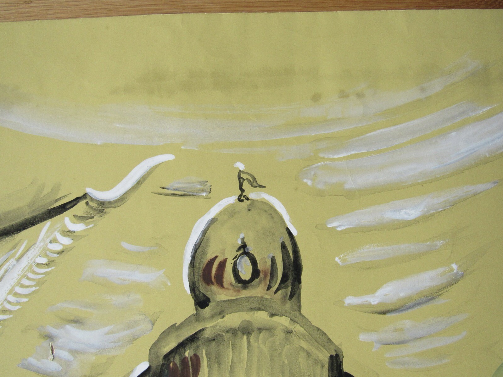 Opera Decor Gouache Drawing Signed by Jacques André Brégère set design painting
