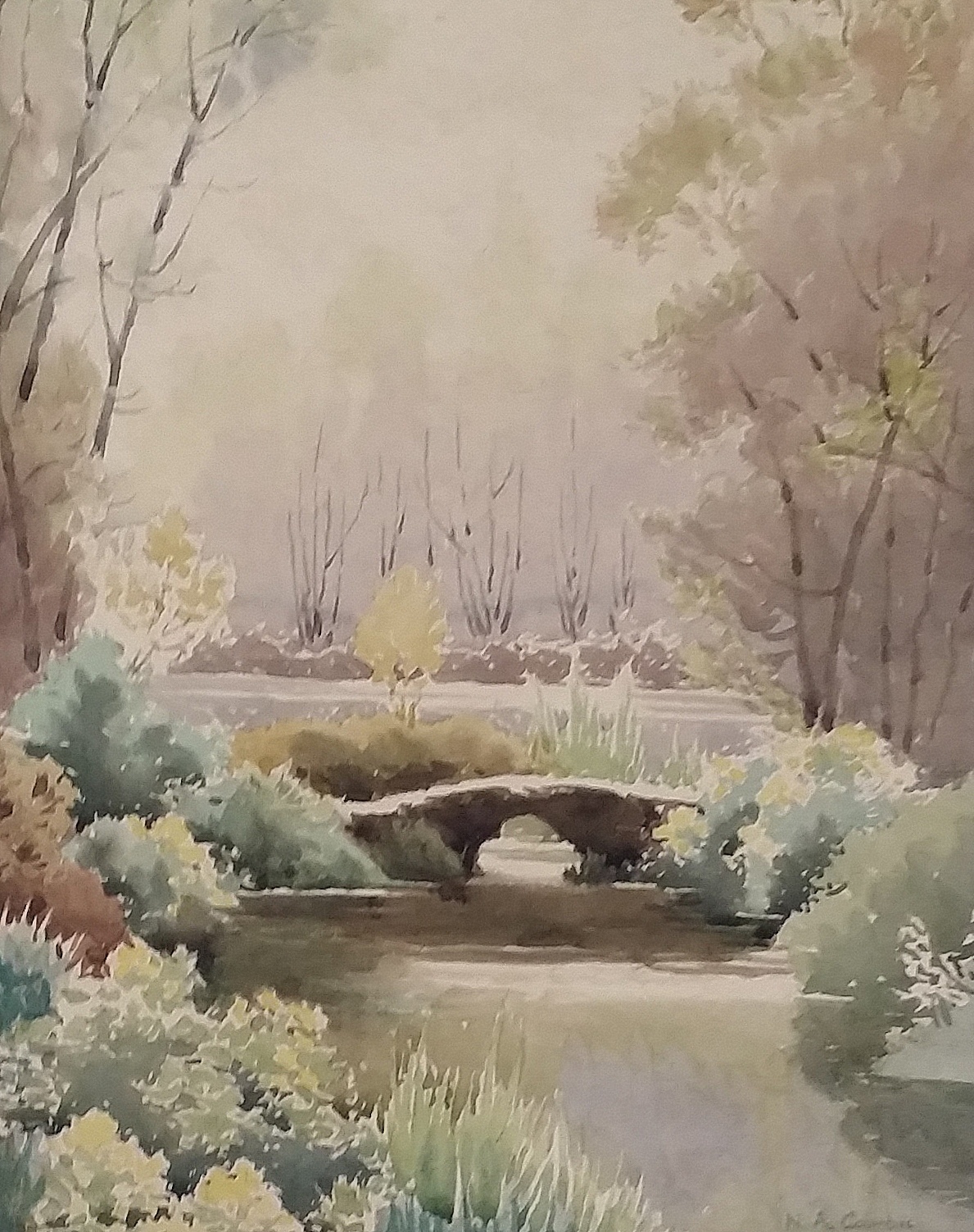 Original Watercolor: LANDSCAPE – RIVER SCENE – A Misty Morning by N.A. COOMBES