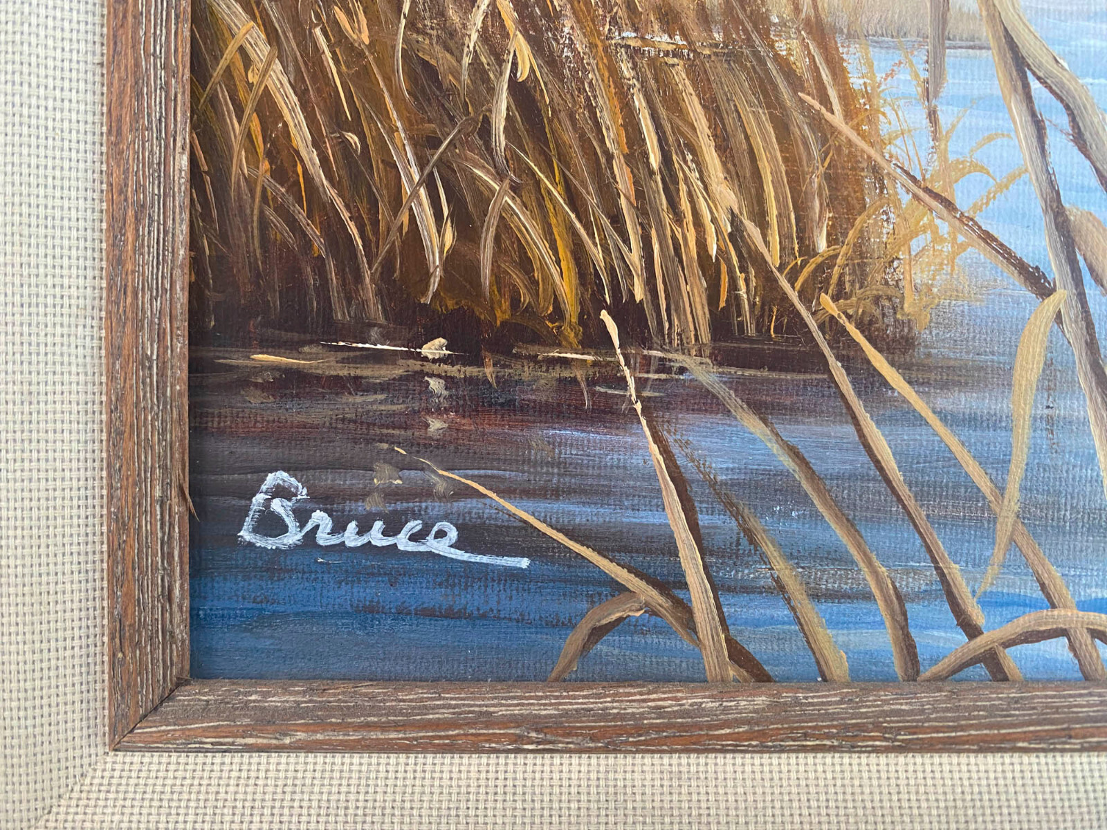 Bruce Taylor «Secret Spot» Original Acrylic Mallard Ducks Painting 1989 17×21