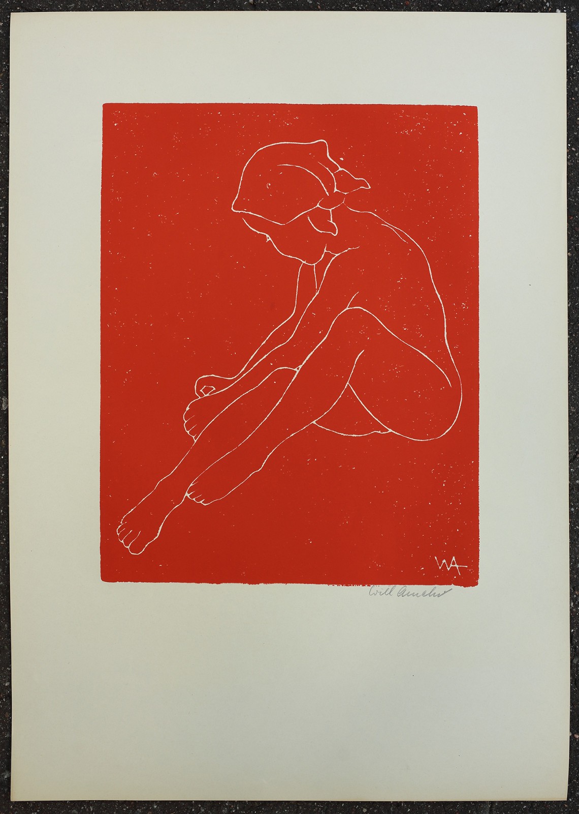 Original linocut signed Will Ameln New Objectivity like Max Beckmann