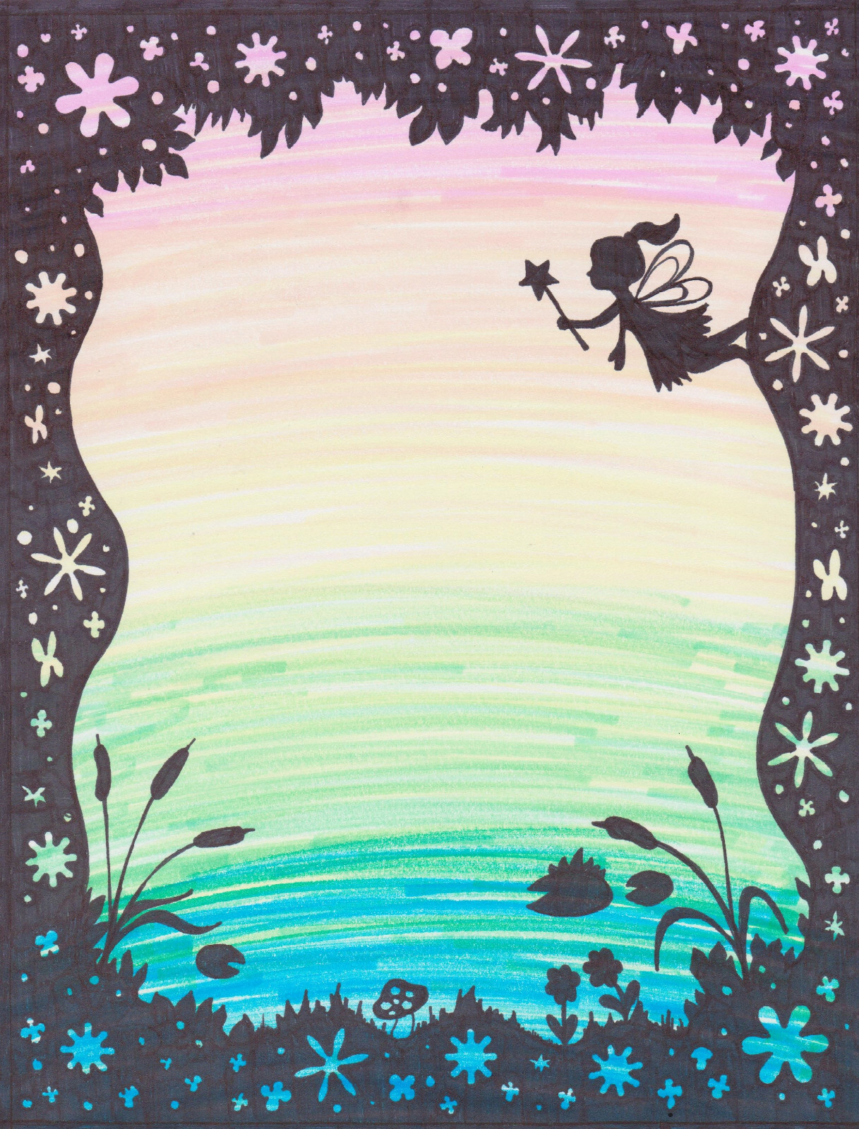 FAIRY UV REACTIVE IN MARKER ORIGINAL ARTWORK GREAT BIRTHDAY GIFT! FREE SHIP!