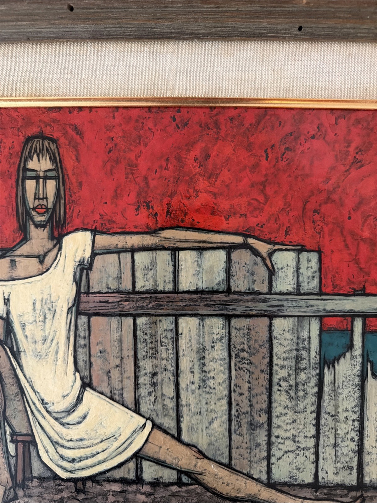 Philip Perkins Original Art Work (1907-1970) Women w Laundry 1962 Oil on Board