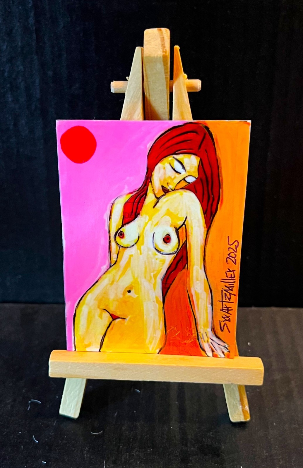 OOAK colorful POP ART SISTERS Framed Painting 11 x 14 ORIGINAL SWARTZMILLER DNA