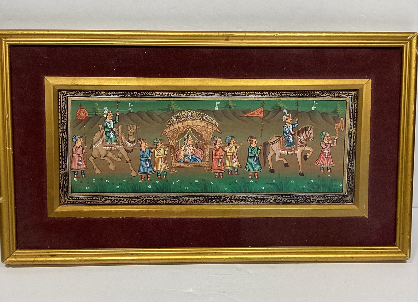 Vtg Indian Mughal Islamic Miniature Painting Original Art Royal Precision Scene