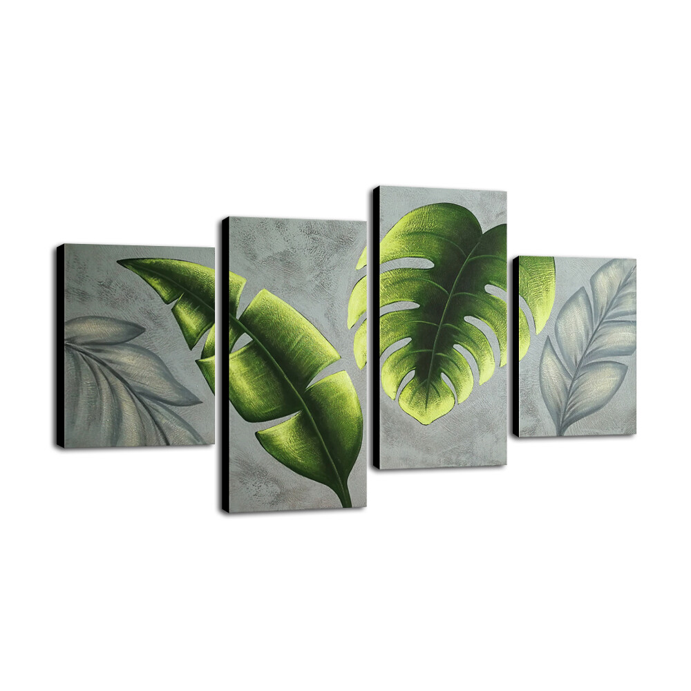 Canvas Painting Picture Hand Paint Home Decor Wall Art Green Leaves Abstract