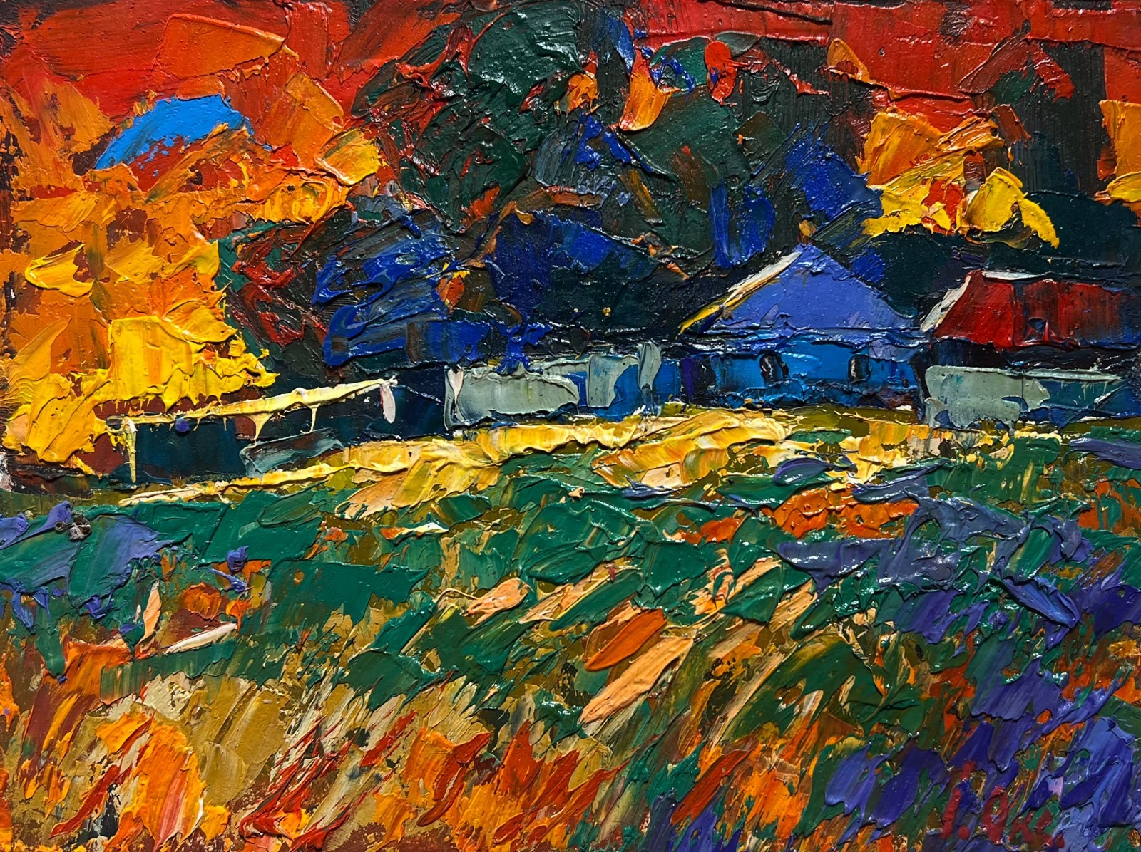 Oil Painting Amazing Evening Sunset O. Ivanyuk Unframed Original nAAA3896