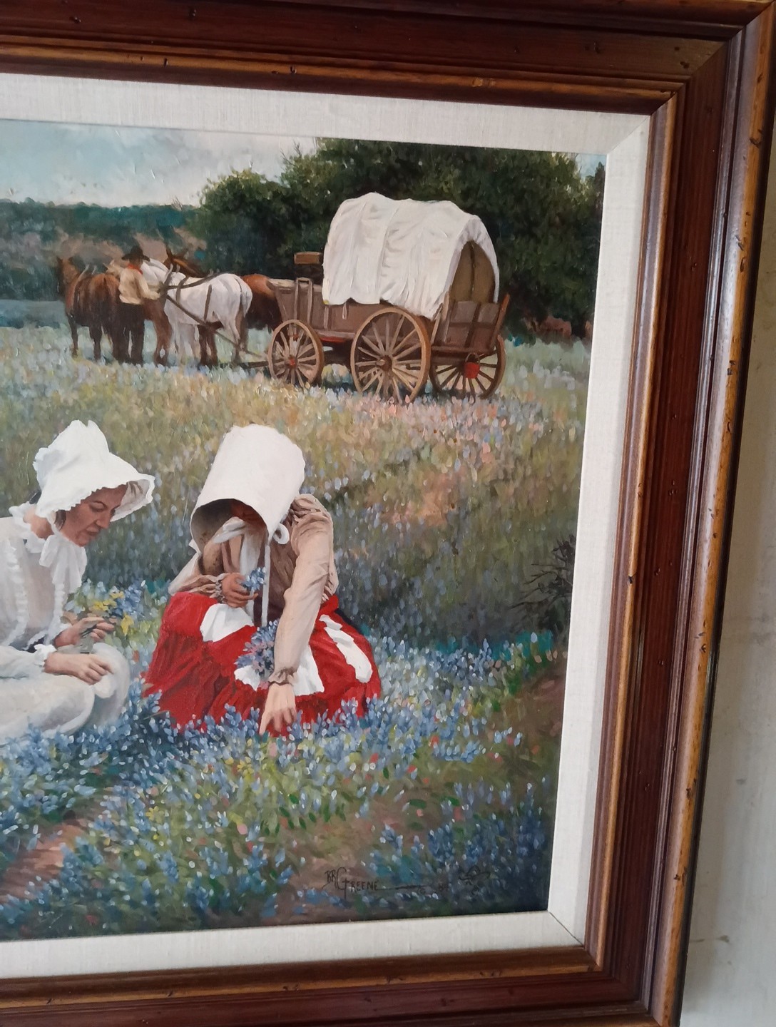 Bruce Greene Large Original Painting On Canvas With Wood Frame 1984 27.5×21.5